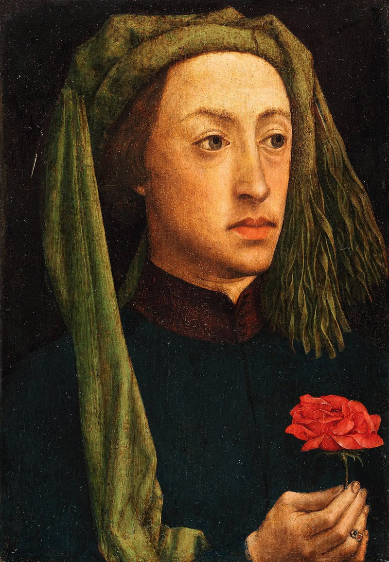Portrait of a Young Man Holding a Red Rose - Jan van Eyck