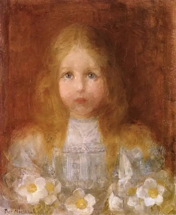 Portrait of a Girl with Flowers - Piet Mondrian