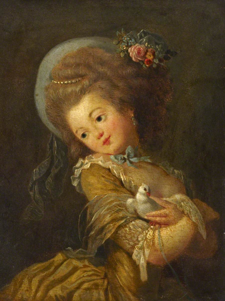 Portrait of a Young Girl Holding a Dove - Jean-Honoré Fragonard