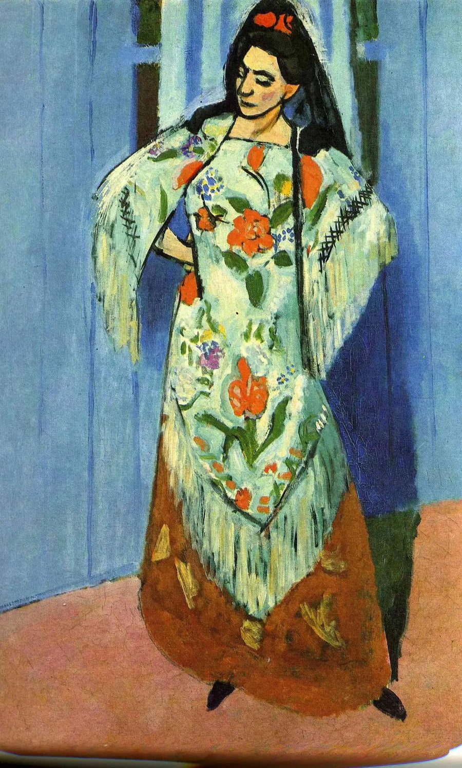 Full-length portrait of Mrs. Matisse in a mantilla - Henri Matisse