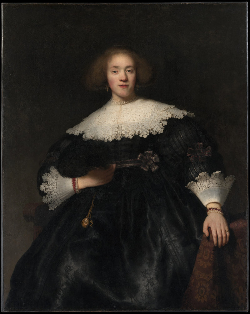 Portrait of a Woman with a Fan - Rembrandt