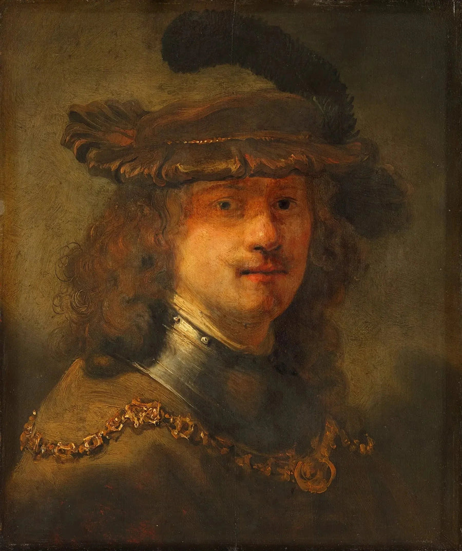 Self-Portrait with Velvet Beret and Gold Chain - Rembrandt