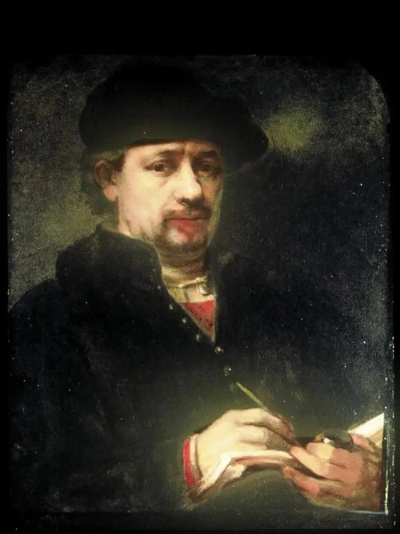 (Self)Portrait of Rembrandt with a sketchbook - Rembrandt