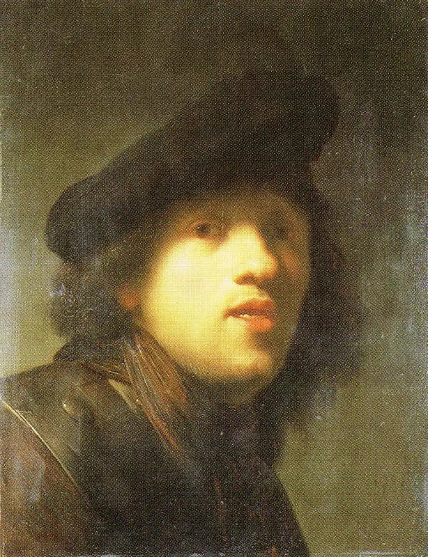 Self-Portrait with a Strawberry and a Beret - Rembrandt