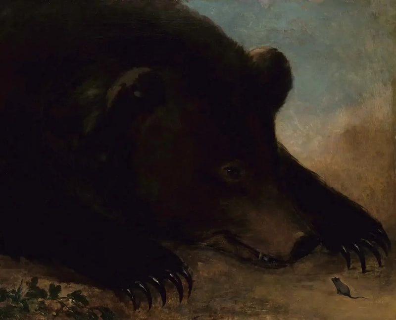 Portraits of a grizzly bear and a mouse, life size - George Catlin