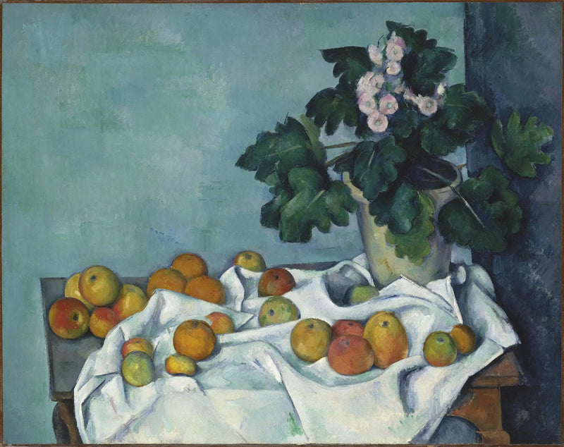 Primroses and Fruits on a Table - Paul Cézanne
