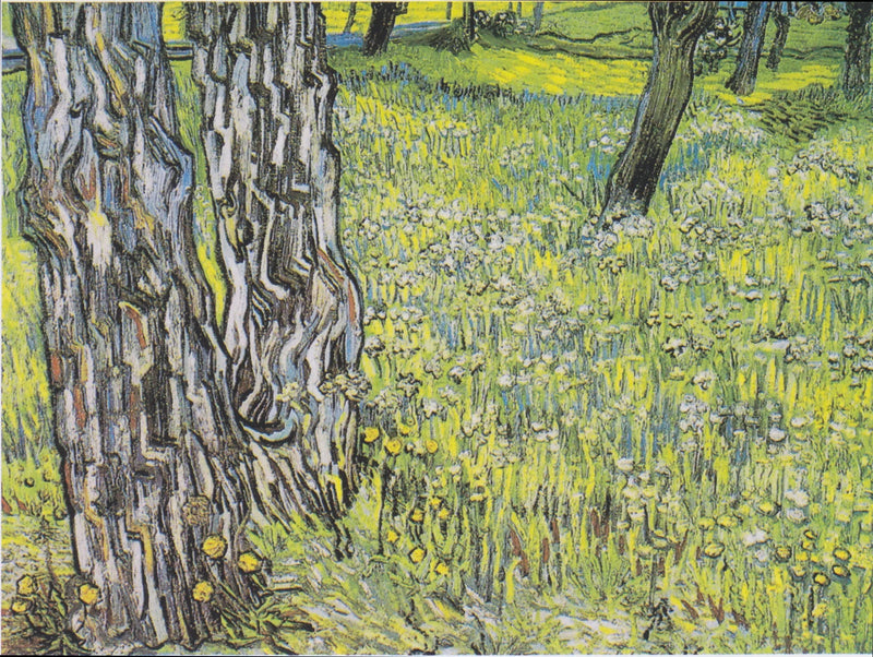 Flowering meadow with trees and dandelions - Vincent van Gogh