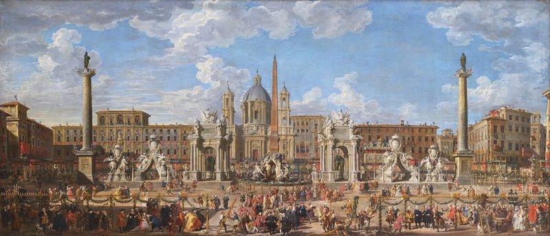 Preparation of the fireworks and decoration of the celebration held at Piazza Navona, in Rome, on November 30, 1729, on the occasion of the birth of the Dauphin - Giovanni Paolo Panini