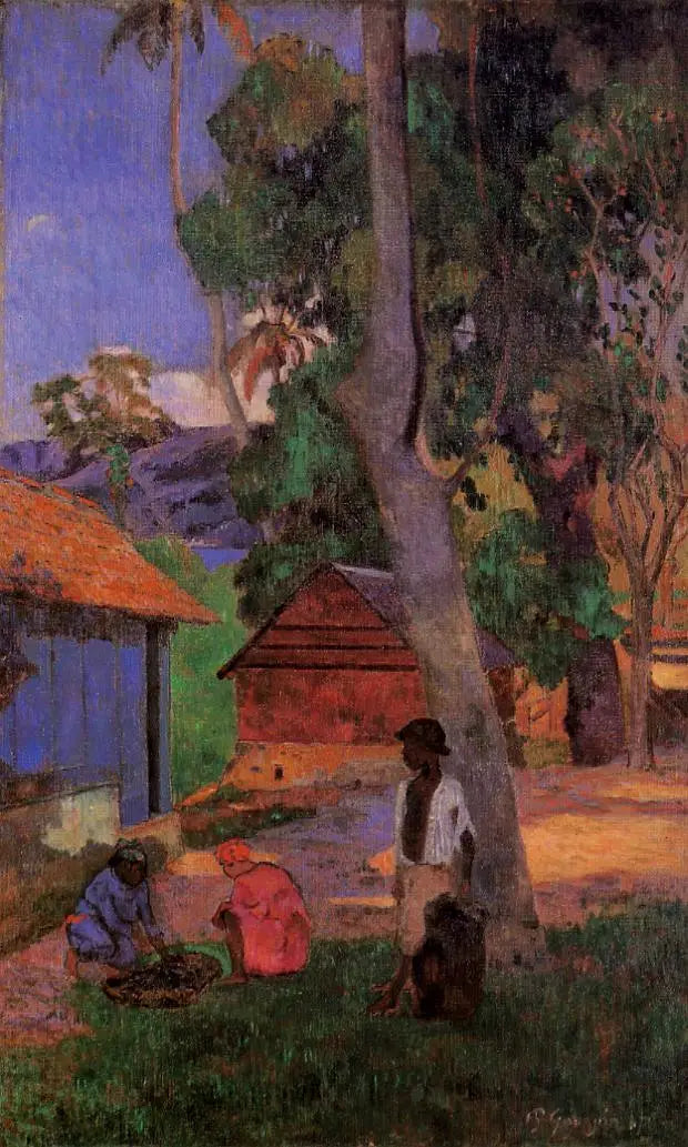 Near the Huts, or Around the Huts - Paul Gauguin