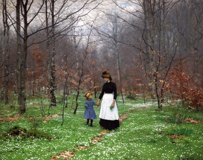 Spring; the first anemones - H. A. Brendekilde