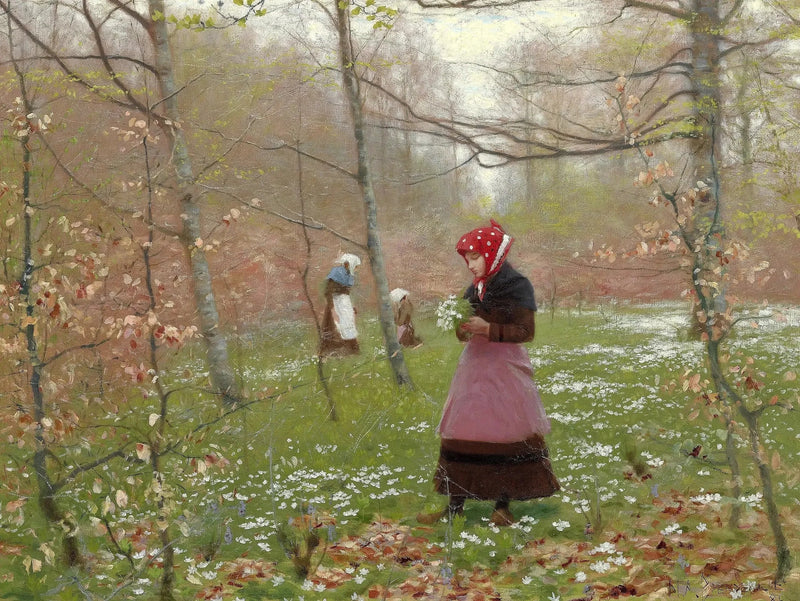 Spring. The first anemones. - H. A. Brendekilde