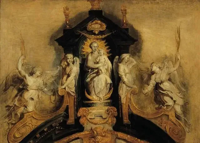 Project for the crowning of the high altar of the Jesuit church of Antwerp (now Saint-Charles-Borromeo) - Peter Paul Rubens