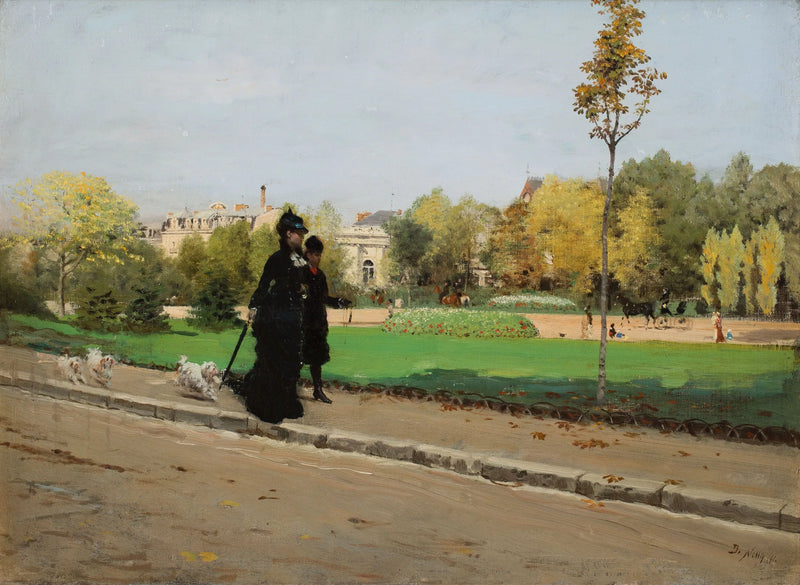 Promenade with the dogs - Giuseppe De Nittis