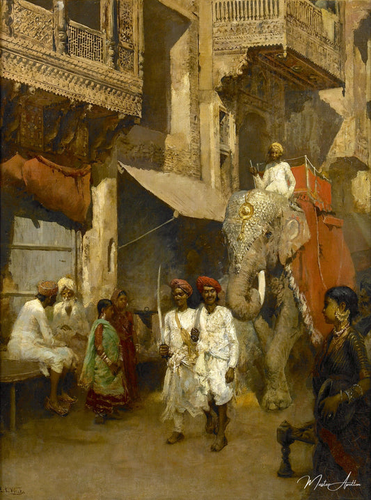 Promenade dans une rue indienne - Edwin Lord Weeks - Reproductions de tableaux et peintures haut de gamme