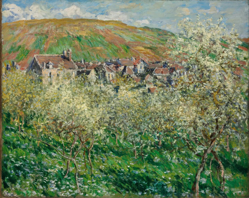 Plum trees in bloom in Vétheuil W520 - Claude Monet