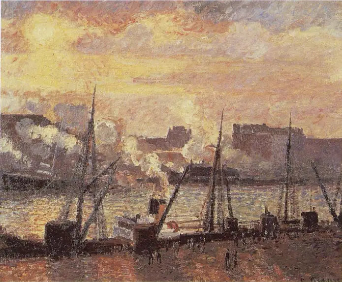 Quai de la Bourse in Rouen, sunset - Camille Pissarro