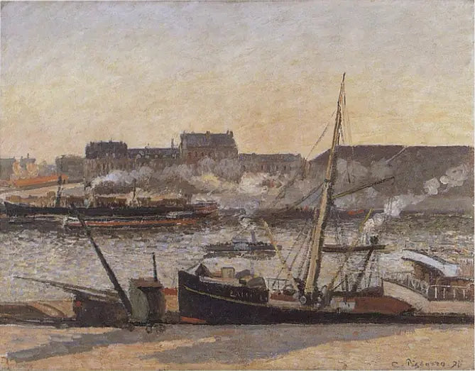 Quai de la Bourse, Rouen, Afternoon - Camille Pissarro