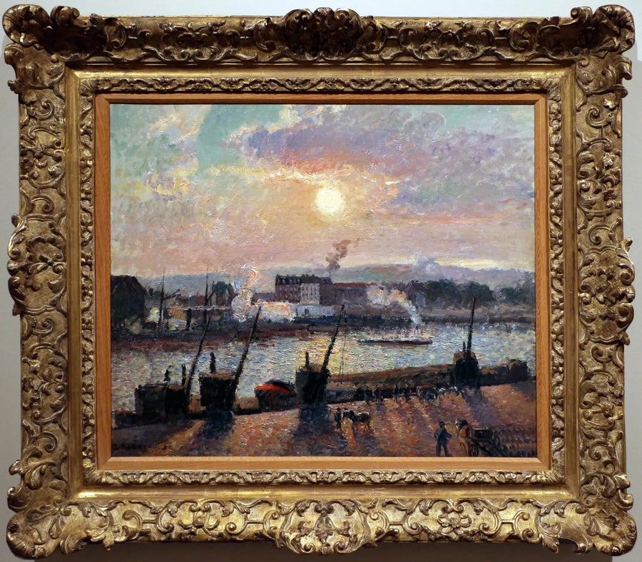 Quai de la Bourse, Rouen, sunset - Camille Pissarro