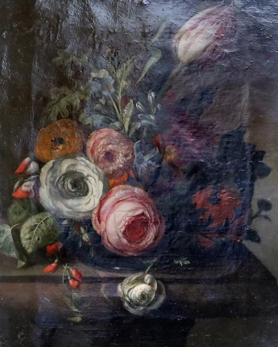 Fleurs sur une table de marbre, 1747 - Rachel Ruysch