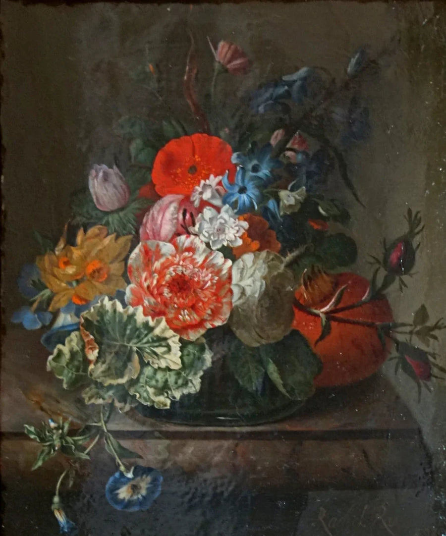 Fleurs et fruits sur une tablette — Lille, peinture de Rachel Ruysch