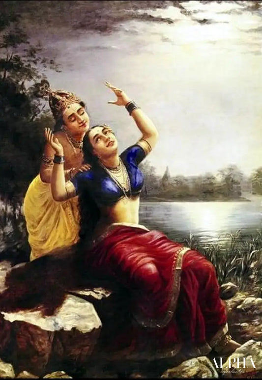 Radha et Madhav - Ravi Varmâ - Reproductions de tableaux et peintures haut de gamme