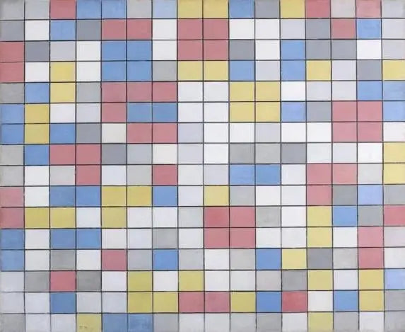 Raster Composition 9: the damboard composite contains different colors - Piet Mondrian