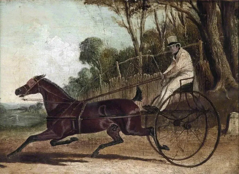 Rattler, a horse trotting, hitched to a buggy - John Frederick Herring, Sr.