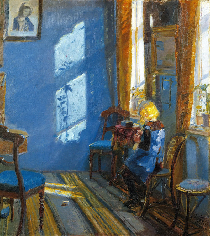 A ray of sunshine in the blue room - Anna Ancher