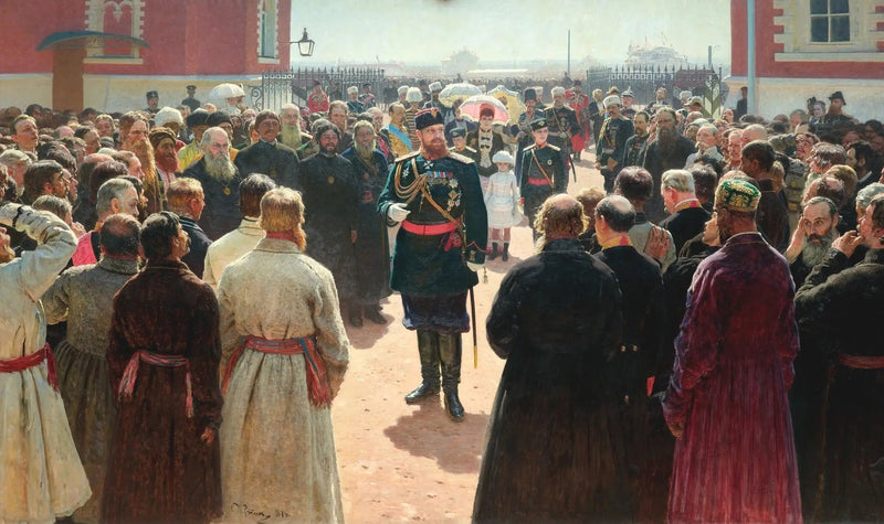 Reception by Alexandre III of the volost syndics in the courtyard of the Petrovski Palace - Ilya Repin