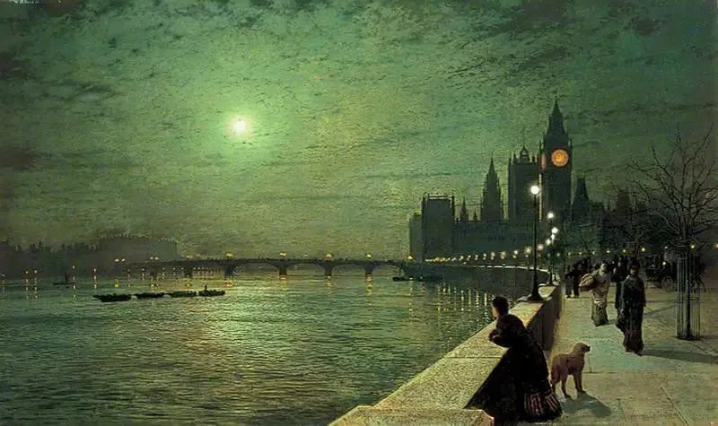 Reflections on the Thames, Westminster, London - John Atkinson Grimshaw