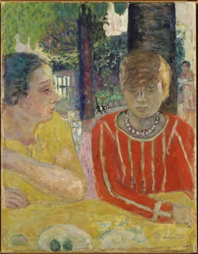 Queen Natanson and Marthe Bonnard in the red bodice - Pierre Bonnard