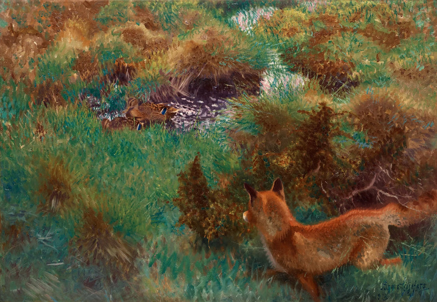 Fox stalking wild ducks - Bruno Liljefors