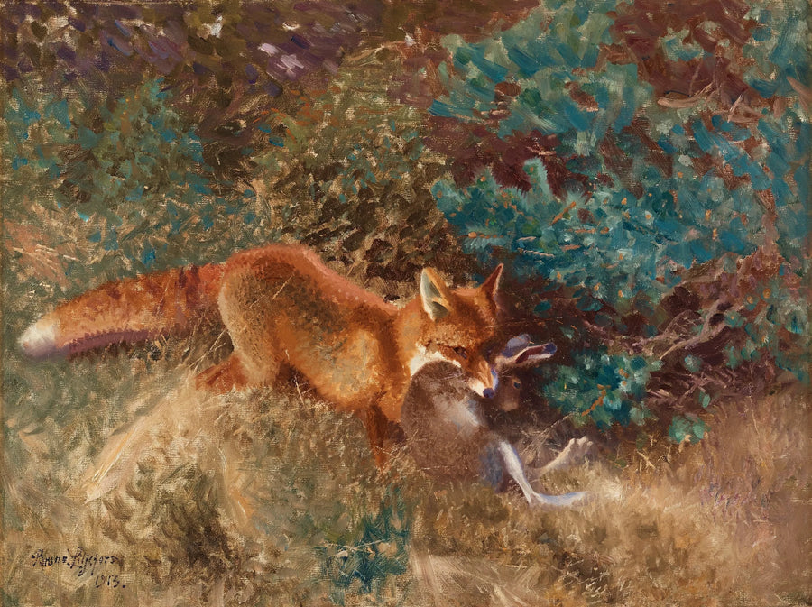 Fox with hare - Bruno Liljefors