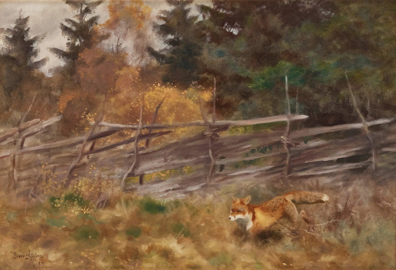 Fox in an Autumn Landscape - Bruno Liljefors