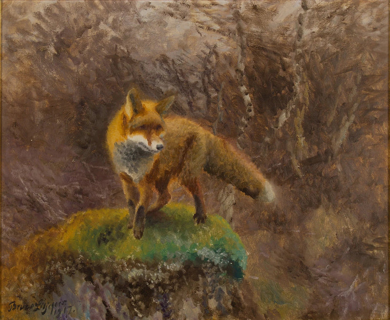 Fox in an Autumn Landscape - Bruno Liljefors