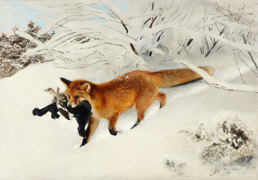 Fox in a snowy landscape - Bruno Liljefors