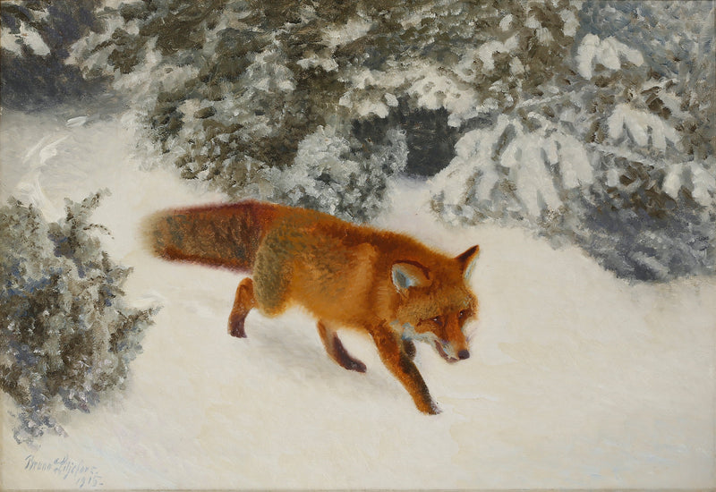 Fox in a winter landscape - Bruno Liljefors