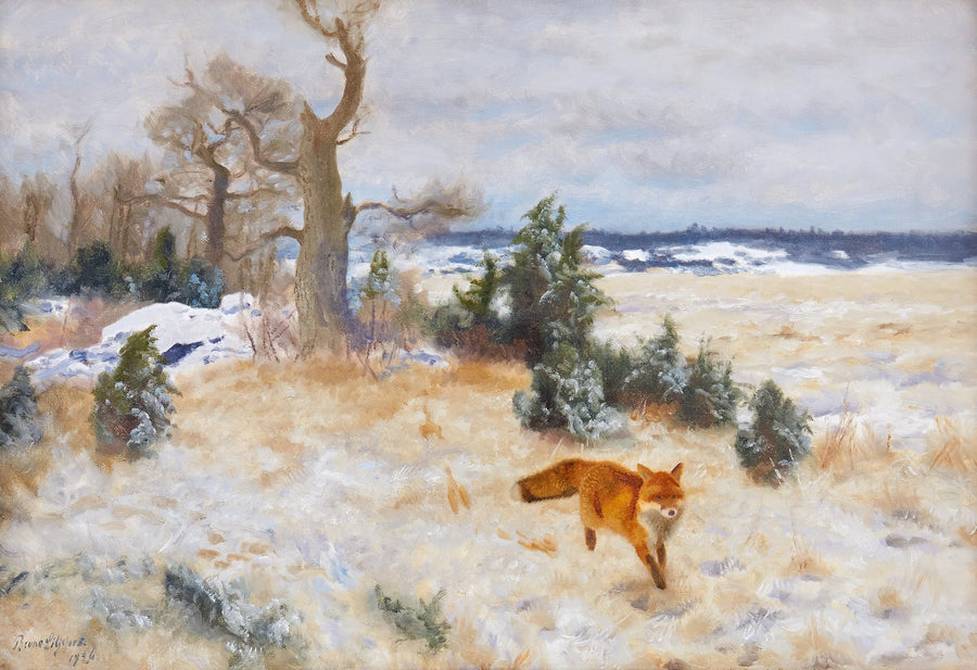 Fox in a winter landscape - Bruno Liljefors