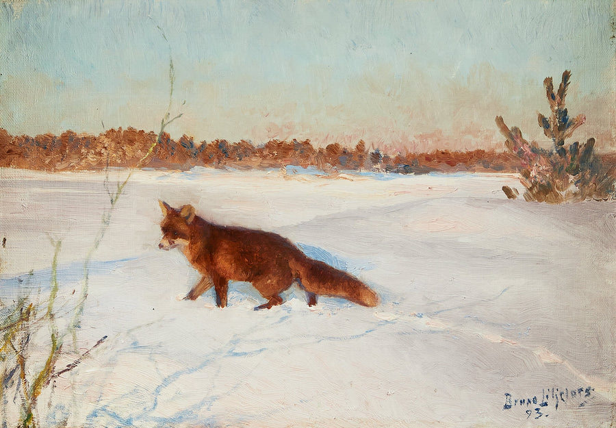 Fox in a snowy winter landscape - Bruno Liljefors