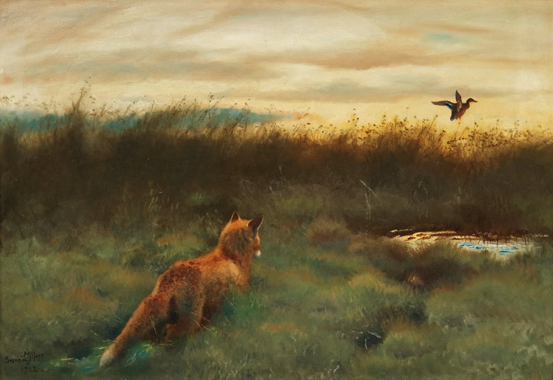 Fox and duck - Bruno Liljefors