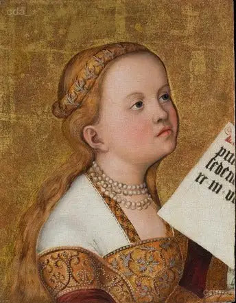 Prague Altarpiece [left wing, fragment] : Saint (Apollonia ?) - Lucas Cranach the Elder