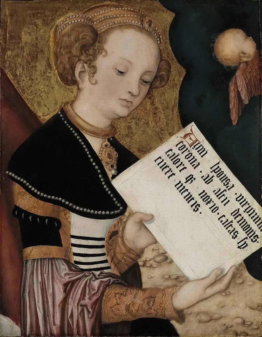 Prague Altarpiece, Saint (Agnes?) with a page - Lucas Cranach the Elder