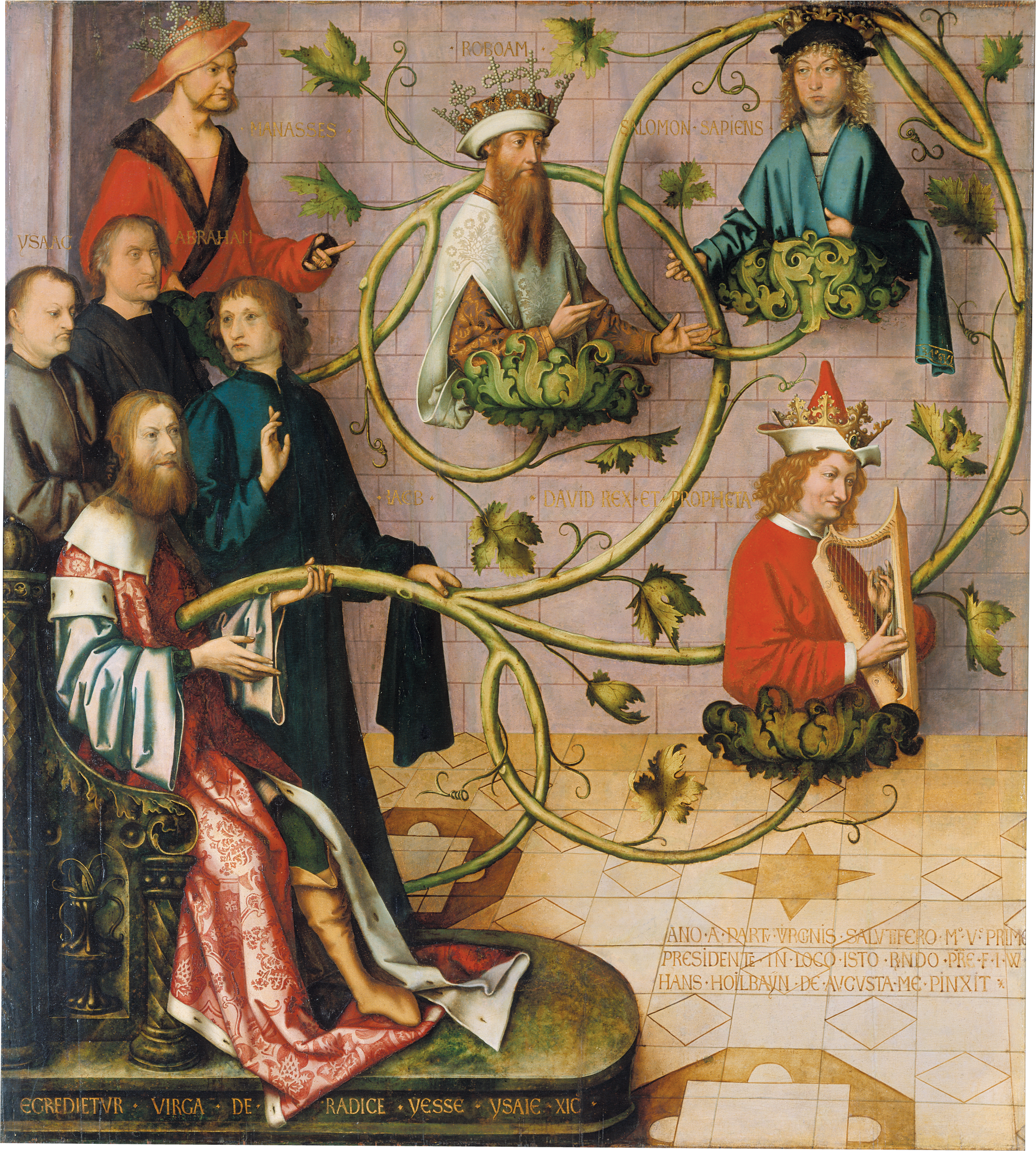 Retable dominicain de Francfort : Arbre de Jessé (partie inférieure) - Hans Holbein the Elder image 1 copie peinte à la main à l’huile