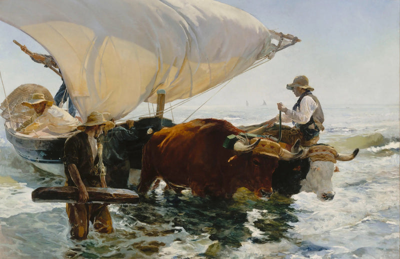 Return from Fishing: Hauling the Boat - Joaquín Sorolla