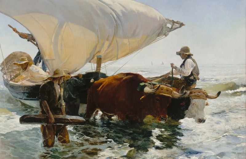 Return from Fishing: Hauling the Boat - Joaquín Sorolla