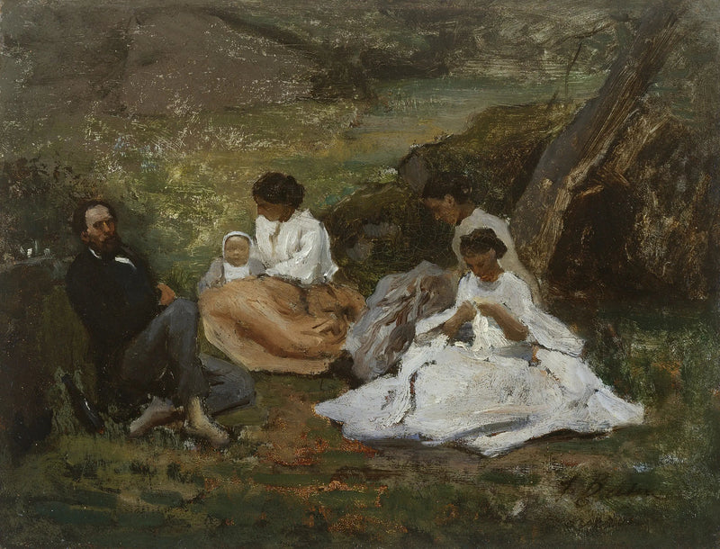 Family Gathering at Bourron-Marlotte (Théodore de Banville in the Fontainebleau Forest) - Jules Breton
