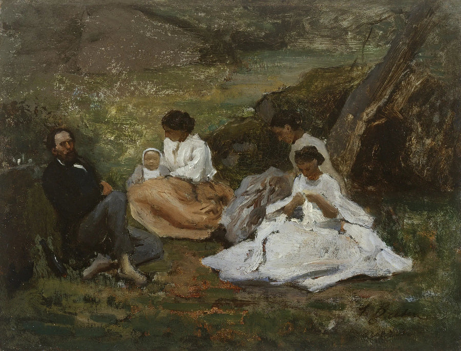 Family Gathering at Bourron-Marlotte (Théodore de Banville in the Fontainebleau Forest) - Jules Breton