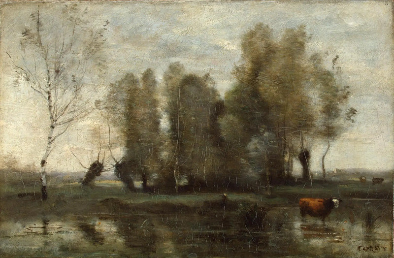Tree Curtain in the Marshes - Jean-Baptiste Camille Corot