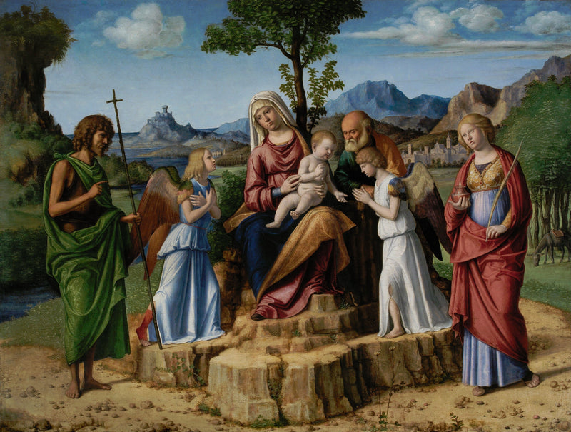 Rest during the flight into Egypt with saints Giovanni Battista and Lucia - Cima da Conegliano