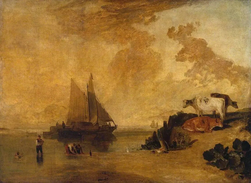 River Scene with Cattle - J. M. W. Turner